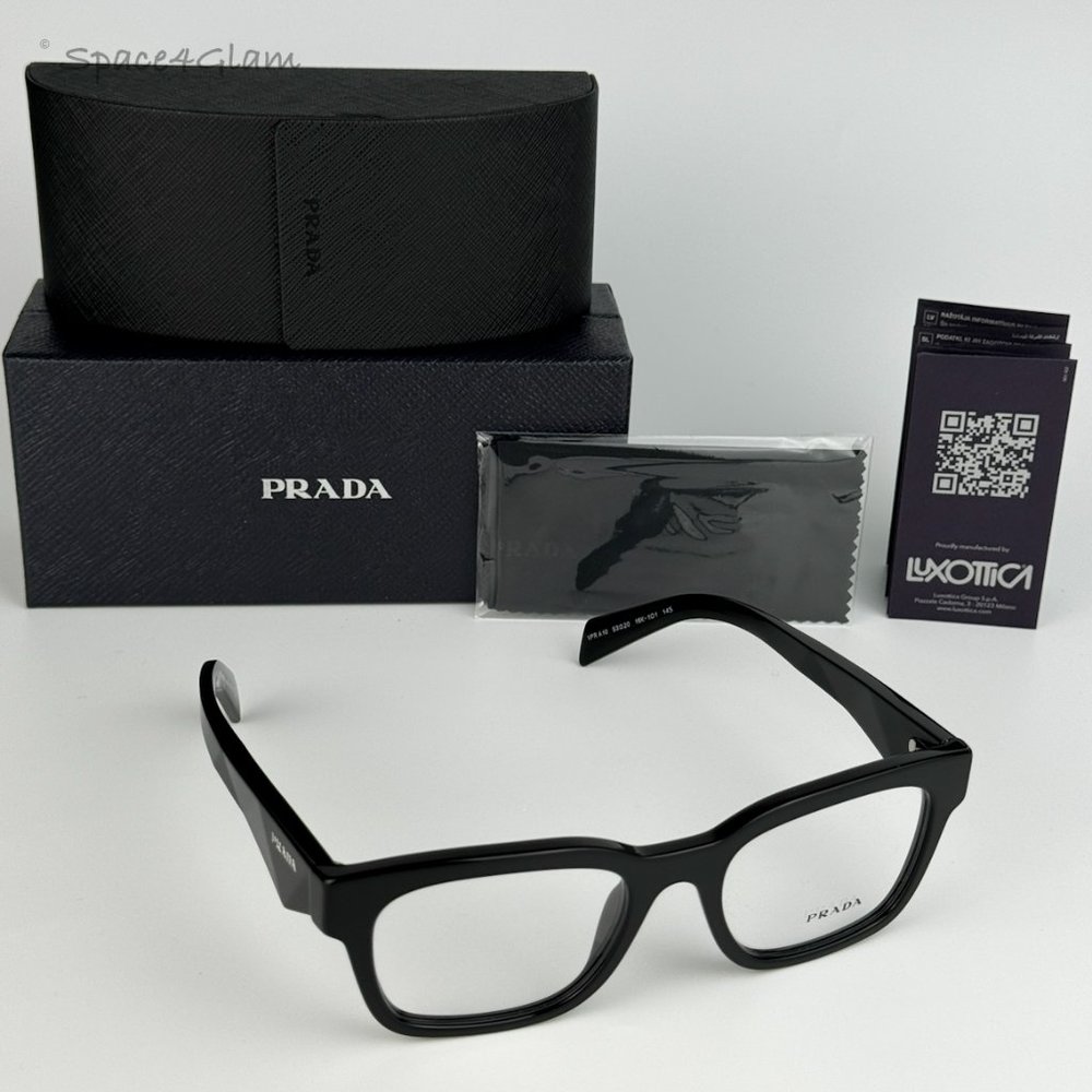 Prada Men Eyeglasses Black Demo Square PRA10V 16K101 BRAND NEW - Picture 4 of 8